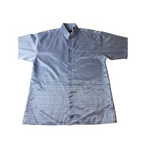 Montique International Mens Light Blue Diamond Jacquard Mandarin Collar Shirt XL